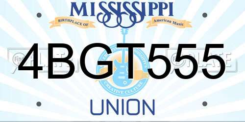 4BGT555 Mississippi License Plate