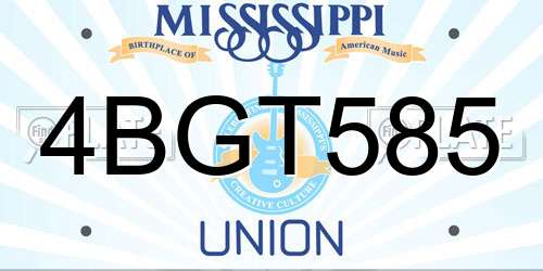 4BGT585 Mississippi License Plate