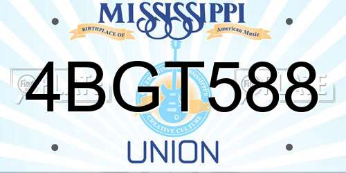 4BGT588 Mississippi License Plate