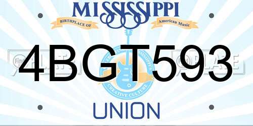 4BGT593 Mississippi License Plate