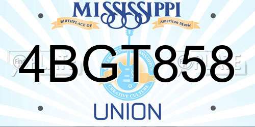 4BGT858 Mississippi License Plate