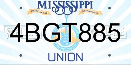 4BGT885 Mississippi License Plate