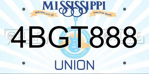 4BGT888 Mississippi License Plate