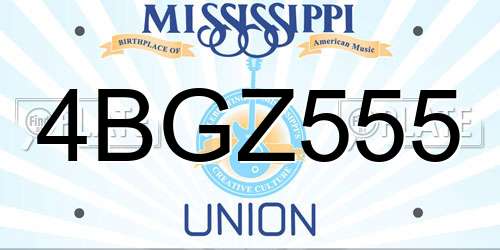 4BGZ555 Mississippi License Plate