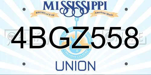 4BGZ558 Mississippi License Plate