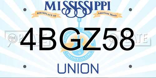 4BGZ58 Mississippi License Plate