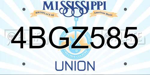 4BGZ585 Mississippi License Plate