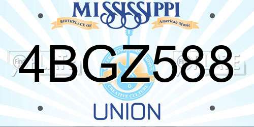 4BGZ588 Mississippi License Plate