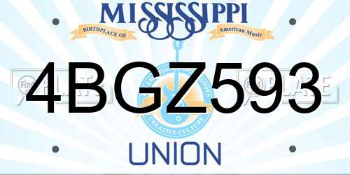 4BGZ593 Mississippi License Plate