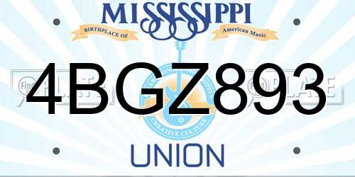 4BGZ893 Mississippi License Plate