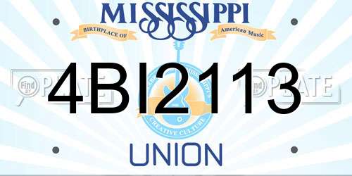 4BI2113 Mississippi License Plate