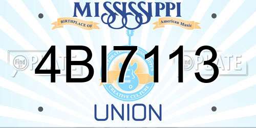 4BI7113 Mississippi License Plate