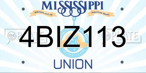 4BIZ113 Mississippi License Plate