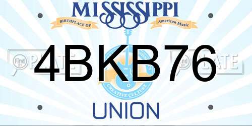 4BKB76 Mississippi License Plate