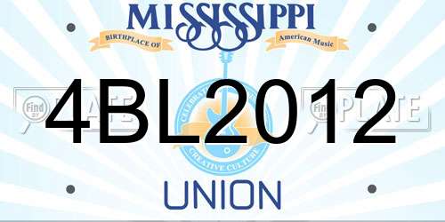 4BL2012 Mississippi License Plate