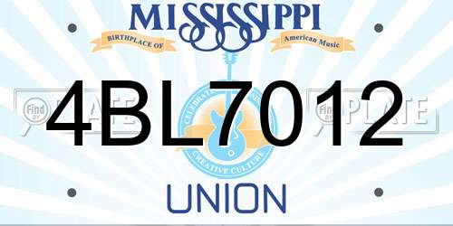 4BL7012 Mississippi License Plate