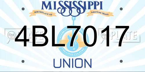4BL7017 Mississippi License Plate