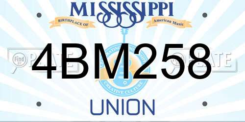 4BM258 Mississippi License Plate