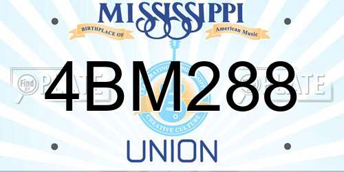 4BM288 Mississippi License Plate