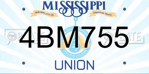 4BM755 Mississippi License Plate