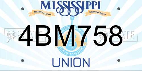 4BM758 Mississippi License Plate