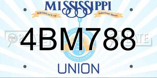 4BM788 Mississippi License Plate
