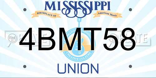 4BMT58 Mississippi License Plate