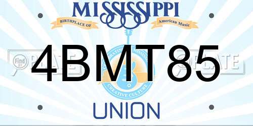 4BMT85 Mississippi License Plate