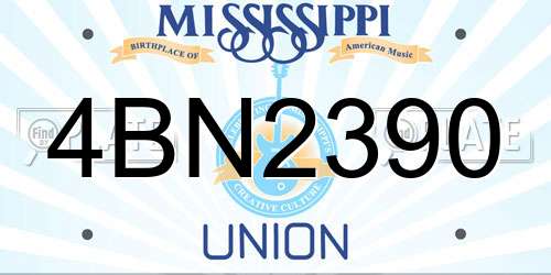 4BN2390 Mississippi License Plate