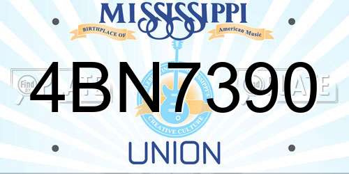 4BN7390 Mississippi License Plate