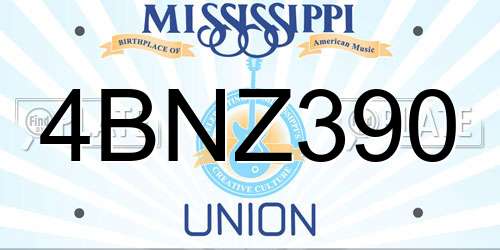 4BNZ390 Mississippi License Plate