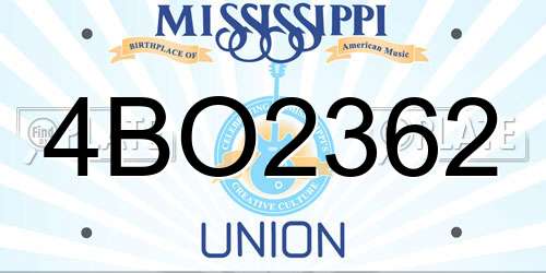 4BO2362 Mississippi License Plate