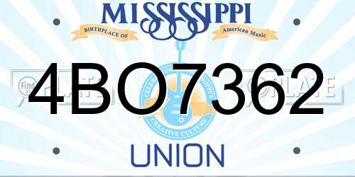 4BO7362 Mississippi License Plate