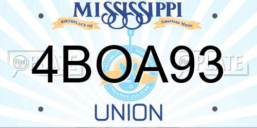 4BOA93 Mississippi License Plate