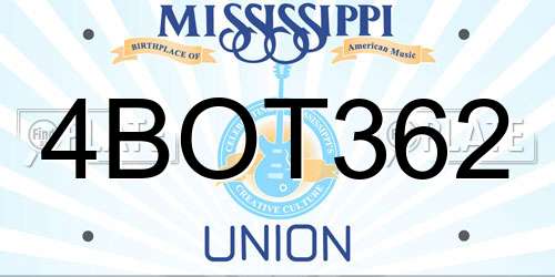 4BOT362 Mississippi License Plate
