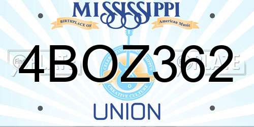 4BOZ362 Mississippi License Plate