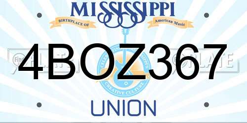 4BOZ367 Mississippi License Plate