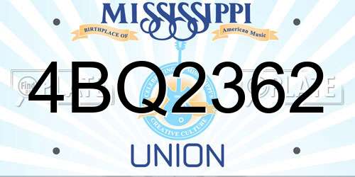 4BQ2362 Mississippi License Plate