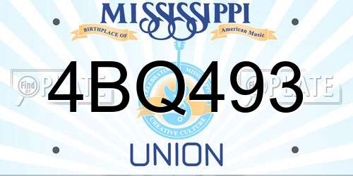 4BQ493 Mississippi License Plate