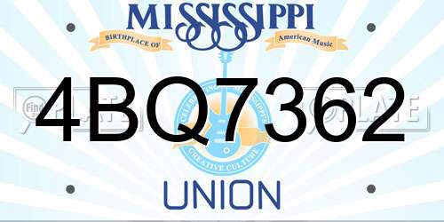 4BQ7362 Mississippi License Plate