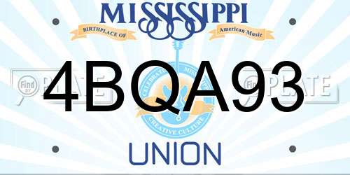 4BQA93 Mississippi License Plate