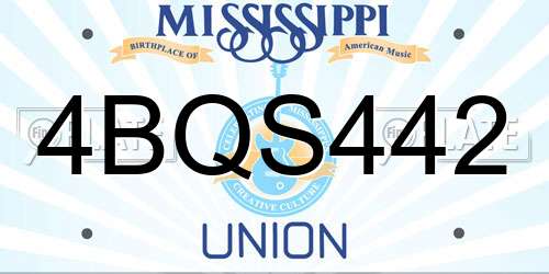 4BQS442 Mississippi License Plate