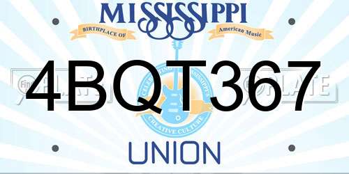 4BQT367 Mississippi License Plate