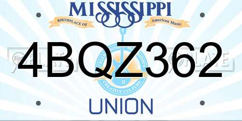 4BQZ362 Mississippi License Plate