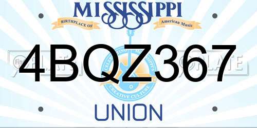4BQZ367 Mississippi License Plate