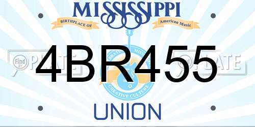 4BR455 Mississippi License Plate