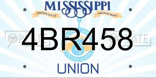 4BR458 Mississippi License Plate