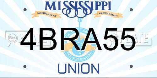 4BRA55 Mississippi License Plate