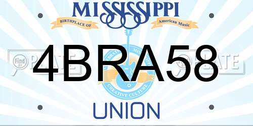 4BRA58 Mississippi License Plate