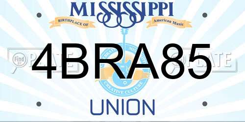 4BRA85 Mississippi License Plate